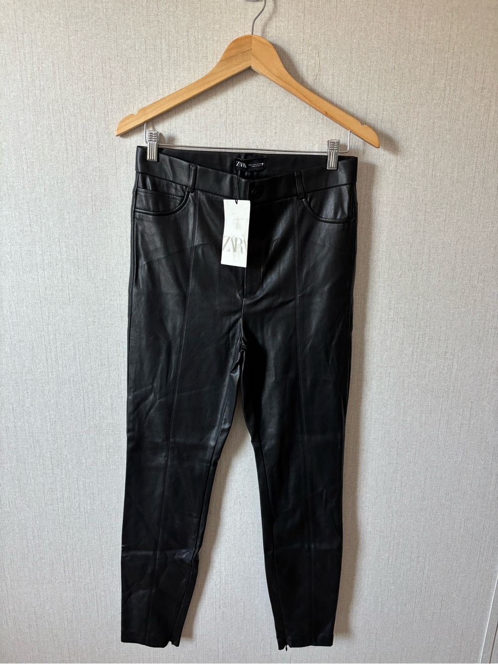 Zara Black Faux Leather Skinny Jeans